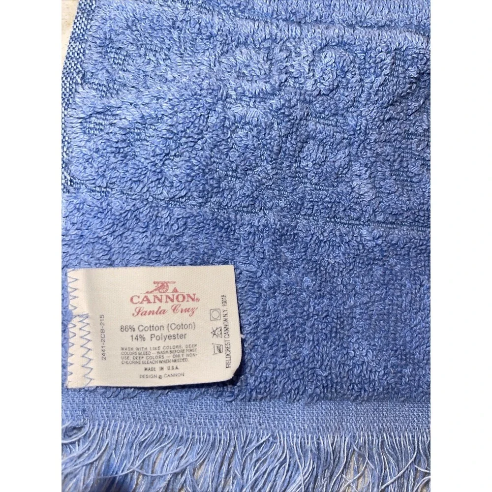 Vintage Cannon Monticello Hand Towels Santa Cruz Sculpted Blue